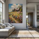 Slika na platnu Koča v polju cvetja | Akrilne podrobnosti